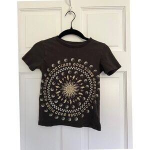 Cotton On Kids Good Vibes Sun Yin Yang Graphic T-Shirt Charcoal Gray Size 5